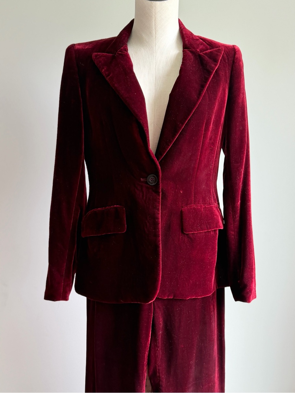 Anne Klein Deep Wine Velvet Pantsuit Set